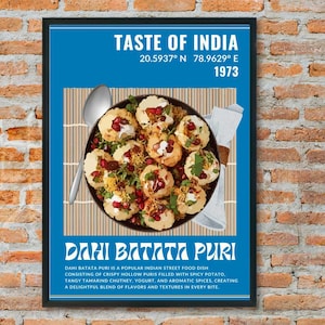 Dahi Batata Puri | India Poster | Desi Art | Kitchen Décor| Food Art | Eat Sign | Pop Art | Housewarming | Digital | Cafe | Street Food