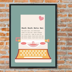 Kuch Kuch Hota Hai | Romance |Bollywood |Nostalgia | Iconic | Bollywood Song | Music | Vintage | Hindi Cinema | Music Poster | Gift | SRK