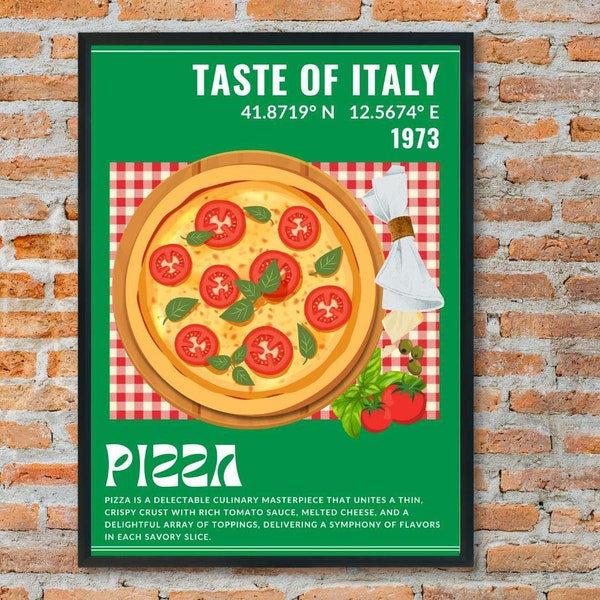 Pizza | Italy Poster | Flavorful | Kitchen Décor| Food Art | Eat Sign | Pop Art | Housewarming | Digital |Gourmet|Italian cuisine |Delicious