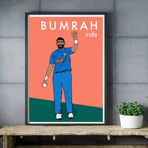 Jasprit Bumrah poster, Cricket superstar art, Digital Art, Art, Cricket Poster, India Cricket Team, Legendary, International Cricket Icon