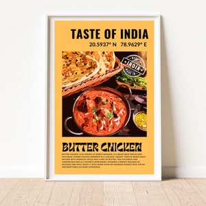 Butter Chicken Print | India Poster | Desi Art | Kitchen Décor | Food Art | Mid Century Modern | Eat Sign | Pop Art | Housewarming | Digital