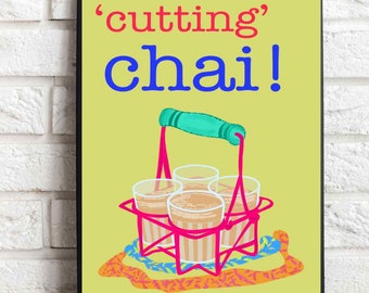 Indian Desi Wall Art Print Poster-Chai Time | Desi Art | Housewarming Gift | Pop Art | Digital Download | Indian Wall Art | South Asian Art