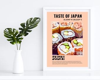 Sushi Print | Japan Poster | Kitchen Dcor | Food Art | Eat Sign | Pop Art  | Housewarming | Matte Paper Poster | Umami | Japanese Noodles