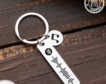 Engraved Spotify Code Keychain: Personalized Music Gift