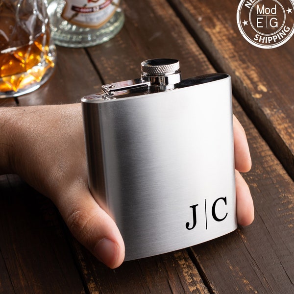 Personalized Leather Flask, Groomsmen Flask, Engraved Flask, Hip Flask, Custom Flask, Monogrammed Flask, Flask for Groomsmen, Flask for DAD