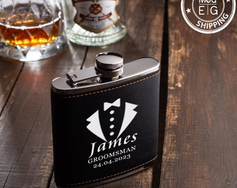 Personalized Leather Flask: Engraved Groomsmen Gift