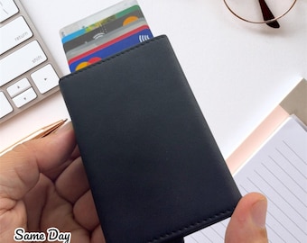Personalized Leather Pop-Up Wallet: RFID Blocking, Custom Engraved Card Holder