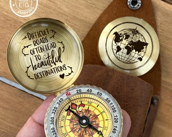 Personalized Metal Nightglow Compass: Engraved Gift