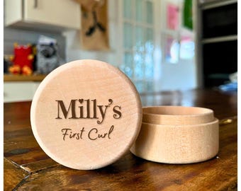 Pots en bois personnalisés pour bébé, premiers dents et boucles - cadeau de baptême- cadeau d'anniversaire- souvenir- pot à bijoux