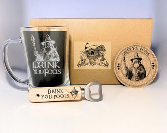 Lot de verres à bière LOTR - Cadeau de Noël gravé