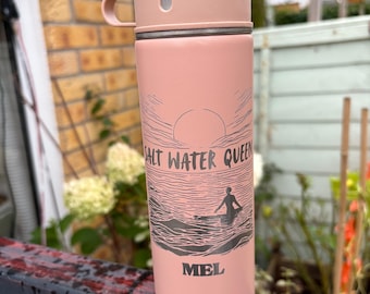 Flacon nageur personnalisé - Fiole isotherme en acier inoxydable gravée - Cadeau de natation sauvage