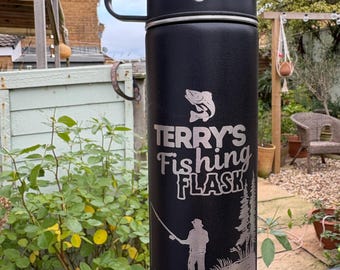 Ensemble de gourde et de tasses de pêche personnalisées, cadeau de fête des pères en acier inoxydable, bouteille de bateau de voyage de pêche de pêcheur, grand-père