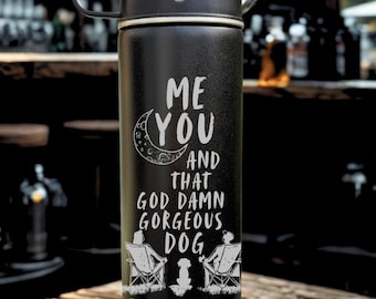 Ensemble personnalisé de gourde et de tasses en acier inoxydable : boîte-cadeau pour les amoureux des chiens - cadeau de Noël - rembourrage de bas de Noël - camping-car - cadeau de van - voyageurs