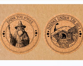 Ensemble de sous-bocks : LOTR, liège, gravé au laser, père Noël secret, fantaisie, Noël