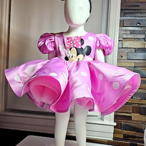 Mouse Princess Dress, Pink Minnie Dress, Disney Inspired Princess Dress, Pink Polka Dot Dress, Cake Smash Dress, Mouse Birthday Tutu Outfit.