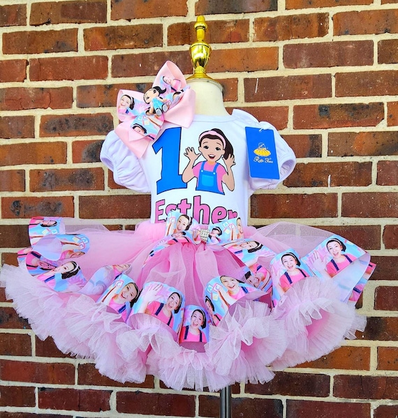 Miss Rachel Birthday Outfit Girl, Custom Tutu Set with Name & Age, 1st Birthday Outfit, Toddler Girl Birthday Shirt Tutu, Matching Hairclip.
