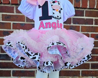 Personalized Cowgirl Birthday Tutu Outfit, Handmade 1st 2nd 3rd Birthday Set