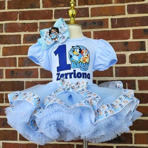 Bluey Birthday Outfit, Bluey Outfit Birthday Girl Set, Personalized Bluey Dog Tutu Outfit, Bluey Outfit Birthday, Bluey Outfit For Toddler.