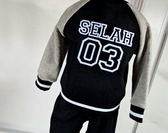 Custom Kids Varsity Jacket Sets Name kids Baseball Jacket Personalised Sport Kids Unisex Birthday Gift Sets Child Letterman Jacket
