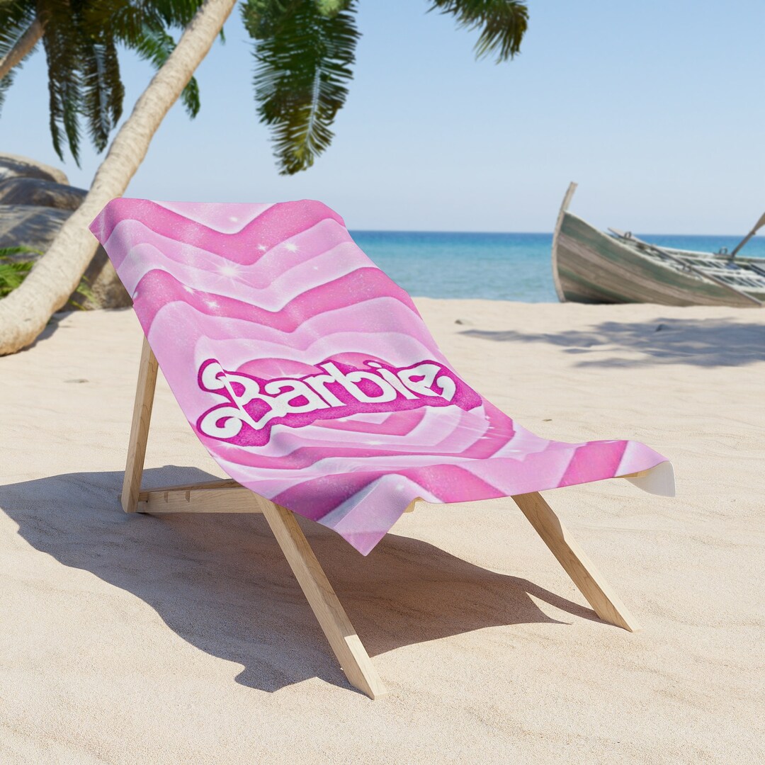 barbie-beach-towel-barbie-beach-towel-with-heart-pink-barbie-etsy