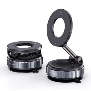 Könnte beinhalten: Zwei schwarze Autotelefonhalterungen. Einer hat ein ringförmiges Design mit einem flexiblen Arm. Der andere hat ein ähnliches Design mit geriffelter Basis. Beide haben den Text "OPEN".