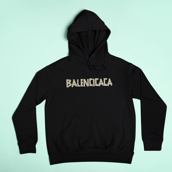 Balencicaca hoodie, Funny Designer hoodie, Balenci Tape font hooded sweatshirt,  Fake fashion designer Top, Gift for models, unisex hoody