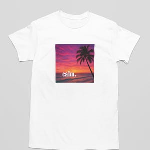 Tropical Sunset T-Shirt: Calm Beach Vibes Palm Tree Graphic Tee
