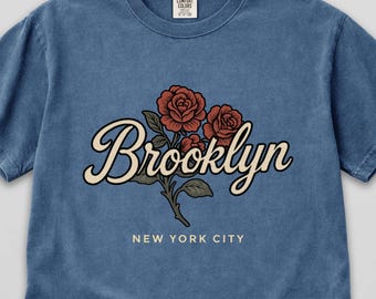 Brooklyn Shirt – Vintage NYC Rose Script Tee, Brooklyn New York Gift