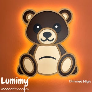 Niedliches Teddy Bär Nachtlicht für Kinderzimmer | Hölzerne Kinderzimmer Wandlampe | Baby Schlaf Licht | Wald Kinderzimmer Dekor