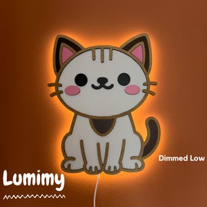 Wooden Cat Night Light: Kids Nursery Wall Decor, USB Powered