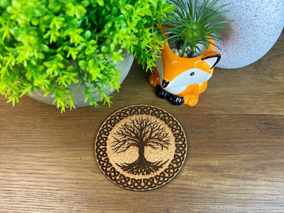 Viking Cork Coasters Norse Mythology Art Handmade Celtic Symbols Pagan