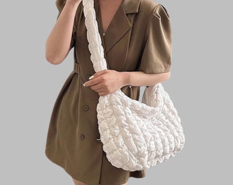 Ladies beach bag-Bubble bag-Trending beach-Crossbody Bag, Pleated Bag, Summer Bag