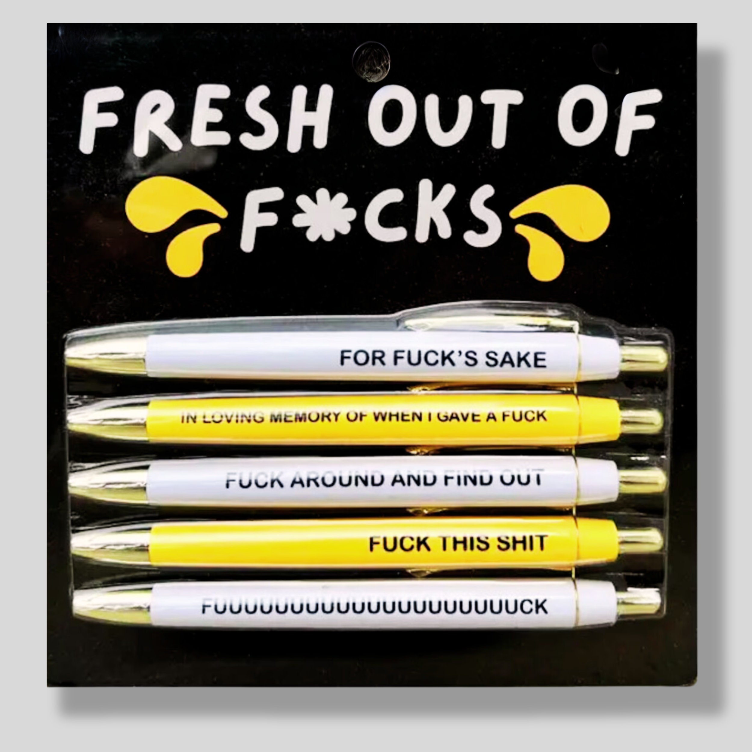 Fresh Outta Fucks Pad and Pen, Funny Pad and Pen, Snarky Novelty Office Supplies, Sassy Gifts for Friends, Co-Workers, Boss (2 Red) : Office Products