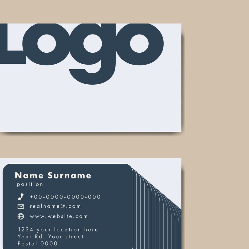 Business Card Template Modern Style Blue / Grey Minimalistic Design - Etsy