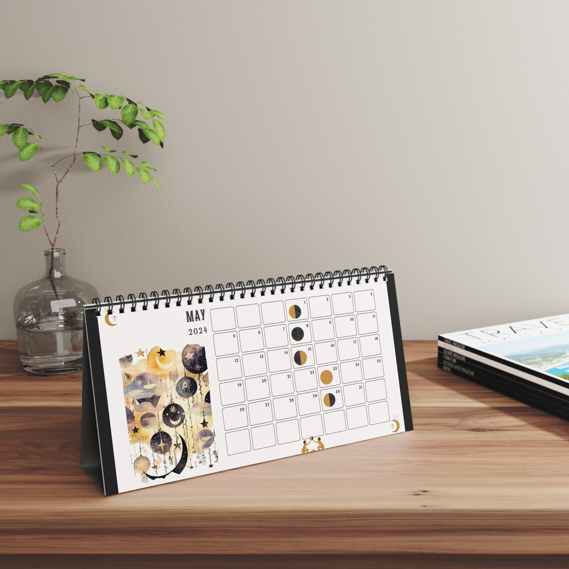 Moon Phase Calendar 2024 Desk Lunar Calendar 2024 Moon Phase Planner