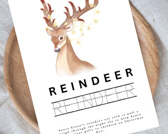 Digitale Weihnachts-Handschrift-Karteikarten für Kinder, druckbare Feiertags-Schreibübungskarten, weihnachtliche Lernaktivität