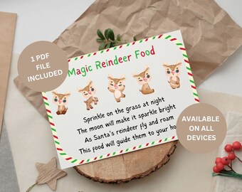Digitale magische Rentier Etikett, druckbare Weihnachten Geschenkanhänger, Urlaub Rentier Leckerei Label, Sofort Download, Kinder Weihnachten Aktivität