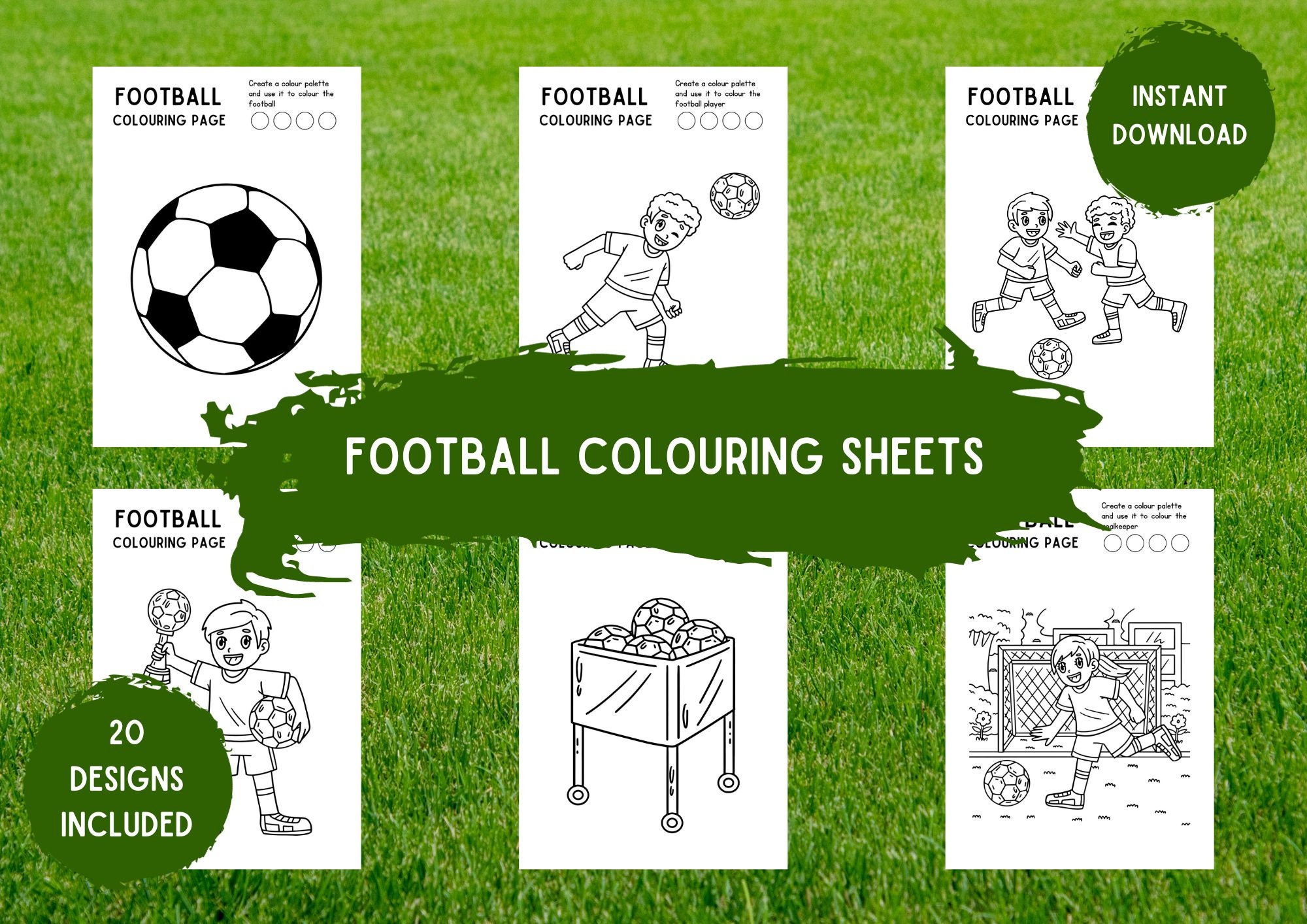 Set of 20 Football Colouring Sheets Sports Colouring Activity for Kids ...