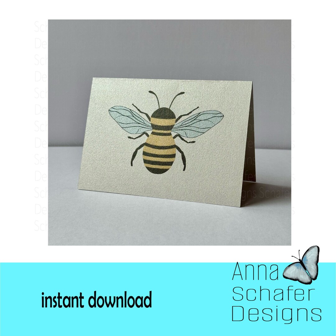 Bumble Bee Card, Bumble Bee Printable Card, Bee Lover Card, Foldable ...