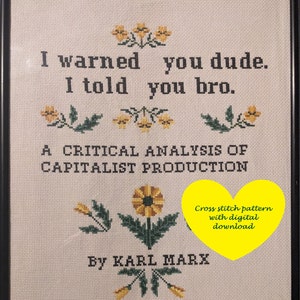 I warned you - Karl Marx - Cross Stitch Pattern