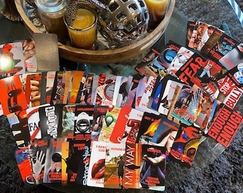 May include: A set of red and black affirmation cards with various phrases, including "Take a Break", "My Way", "Enough is Enough", "Fear", and "Stop Bullying".