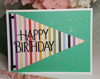 Green Birthday card, Banner birthday card