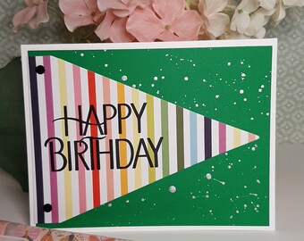 Green Birthday card, Banner birthday card