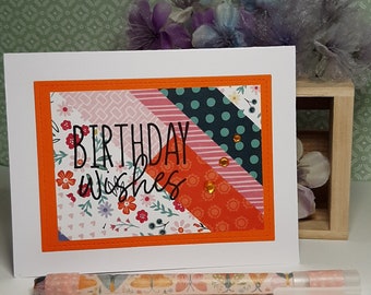 Orange Birthday card, multi colored birthday card, simple and fun birthday card, birthday wishes