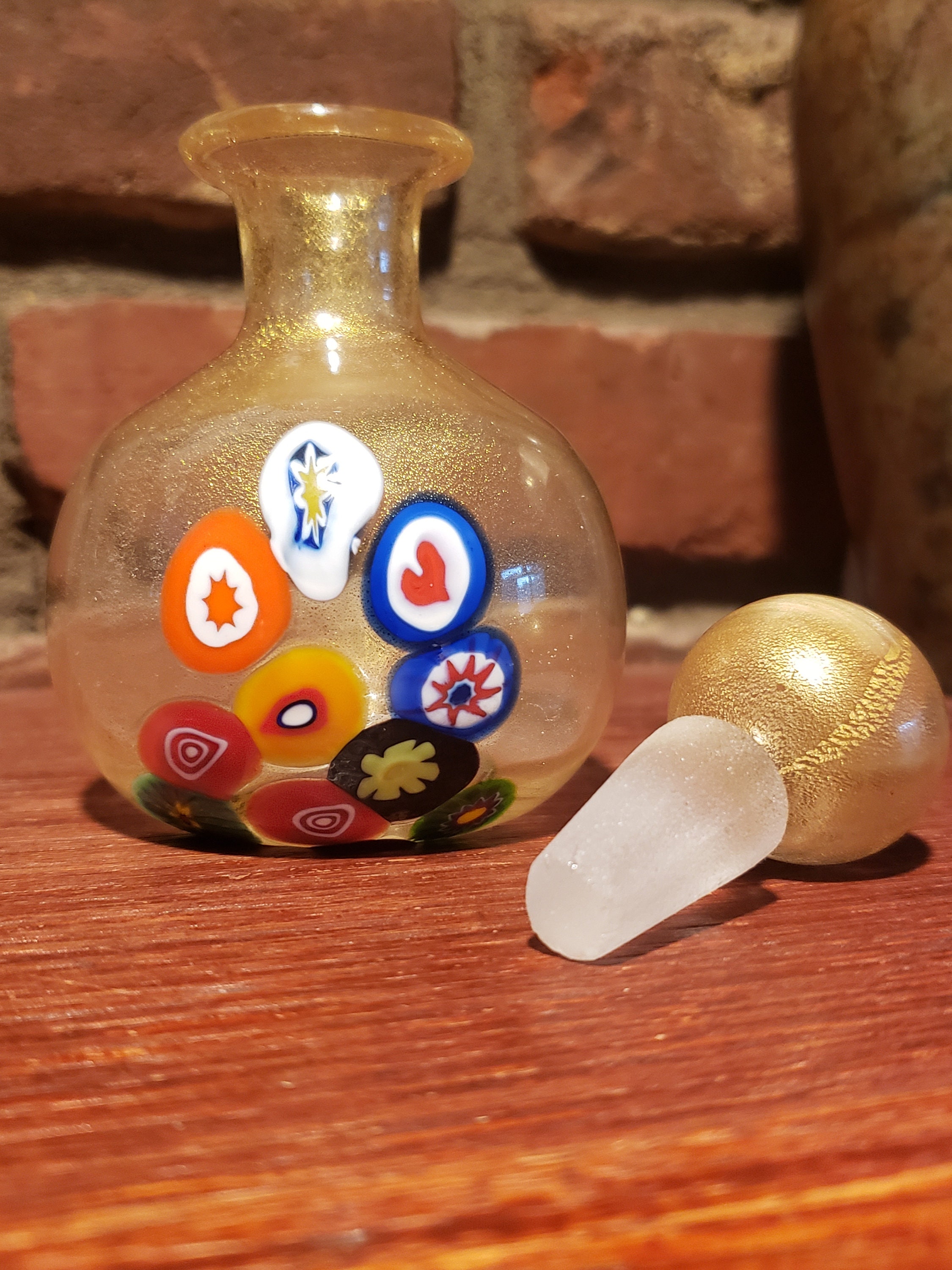 Vintage Murano Millefiori and Gold Dust Perfume Bottle Etsy