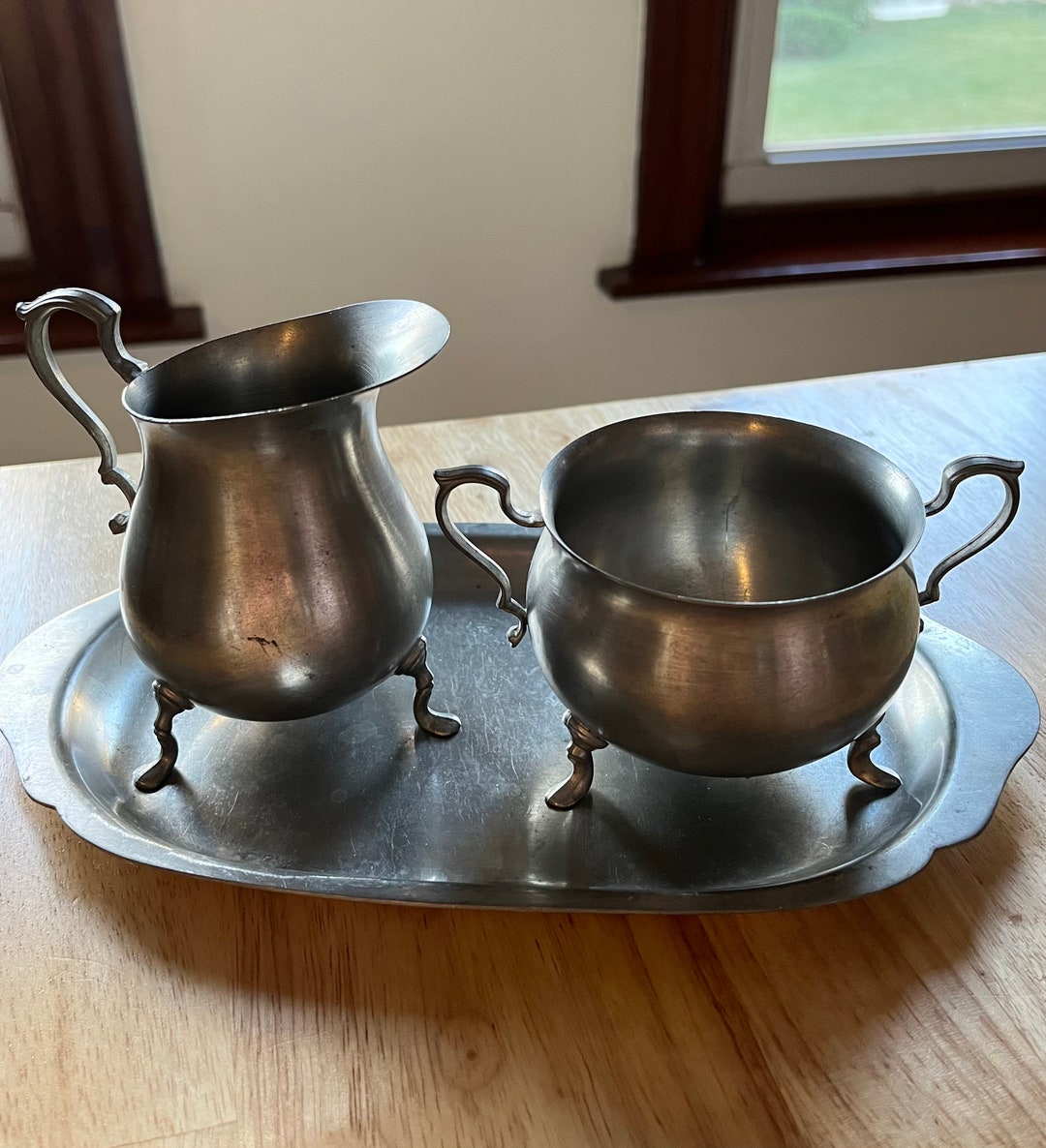 Vintage Pewter Creamer and Sugar Set by International Pewter Etsy