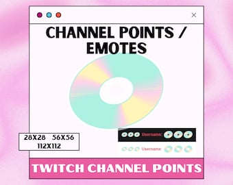 May include: A digital illustration of a computer screen with a holographic disc in the center. The screen displays the text "CHANNEL POINTS / EMOTES" and "TWITCH CHANNEL POINTS". The text "StimBabe Art" is displayed below the screen.