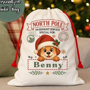 Cute North Pole Custom Name Santa Bag for Kids Personalized Christmas Present Bag Gifts Bag for Christmas Custom Santa Delivery Xl Bag