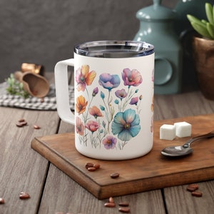 Flowers Lover Mug, Watercolor Flowers Mug, Coffee Mug, Elegant Mug for Morning Tea, Flowers Lover Gift, Boho Flowers Gift, Coffee Lover Gift