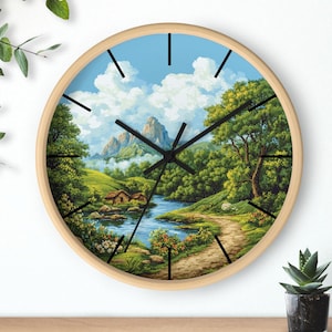 Bright Nature Scene Inspired Wall Clock Trees Wall Clock Home Decor Artistic Gift Clock Indoor Art Clock, Unique Wall Clock Gift Wall Decor